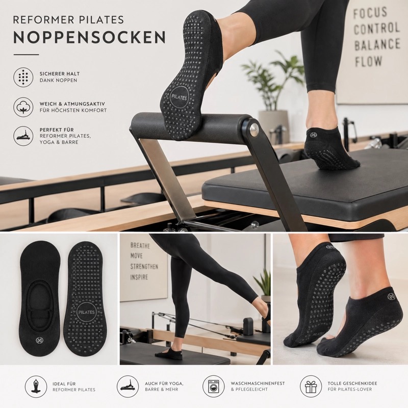 Reformer Pilates Grip Socks Noppensocken
